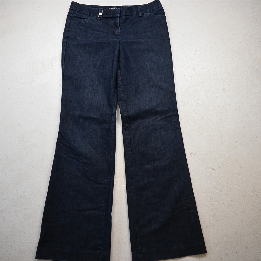 Express 4 Mid Rise Editor Flare Trouser Rinse Stretch Denim Womens Jeans